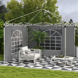 Outsunny 3x3m / 3x6m Pop Up Gazebo Side Panels, 2-Pack with Windows & Zipped Doors – Replacement Set, Grey