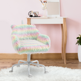 Vinsetto Fluffy Faux Fur Unicorn Desk Chair with Armrests – Padded Swivel Chair for Bedrooms & Playrooms