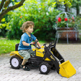 HOMCOM Pedal Go Kart Ride-On Excavator with Metal Frame, Hand Brake & Front Digger – Kids Toy, Yellow and Black