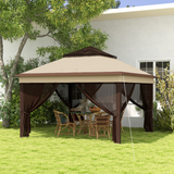 Outsunny 3x3m Pop Up Gazebo with UV30+ Canopy, Mesh Curtains & Adjustable Height – Garden Shelter, Beige