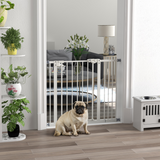 PawHut Adjustable Safety Gate with 1 Extension and 4 Screws – Pet Gate for Doors and Stairs, White