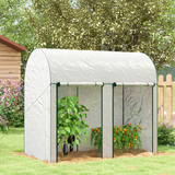 Outsunny Small Tomato Greenhouse, 200 x 100 x 178cm, with Roll-up Zipped Doors – Walk-in Plant Cover, White
