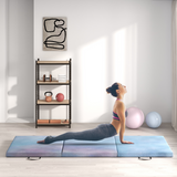 HOMCOM 6ft Foldable Gymnastics Mat, Tri-Fold 5cm Thick Crash Mat for Yoga and Pilates – Sky Blue