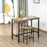 HOMCOM Set of 2 Kitchen Breakfast Bar Chairs with Footrest – Industrial Armless Stools, Brown
