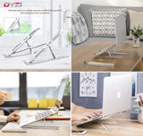 DYZI Foldable Aluminium Laptop Stand with Ventilation, 7 Height Settings – For 10–15.6 Inch Laptops & Tablets