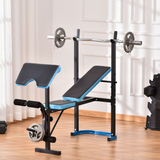 HOMCOM Adjustable Weight Bench with Leg Developer & Barbell Rack – Home Gym Strength Training, 150kg Capacity