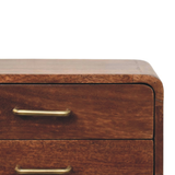 Artisan Furniture Solid Wood Astor 2-Drawer Nightstand with Brass Handles – Mid-Century Bedside, Roasted Almond