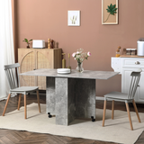 HOMCOM Rolling Drop Leaf Dining Table with Open Shelves – Folding Kitchen Table on Wheels, Seats 6