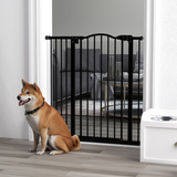 PawHut 74–94cm Adjustable Metal Pet Gate with Auto-Close Door & Double Locking – Stairs, White