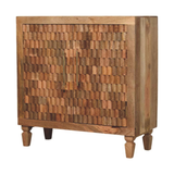 Artisan Furniture Solid Wood Marbella Carved Cabinet with 2 Doors and 2 Shelves – Golden Teak, Brown
