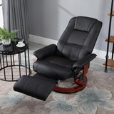Black PU leather recliner armchair reclined with footrest raised