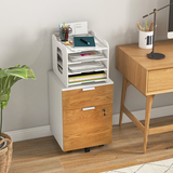 HOMCOM 2 Drawer Lockable Filing Cabinet with Adjustable Bar for A4 & Letter Files – Mobile Under-Desk Storage