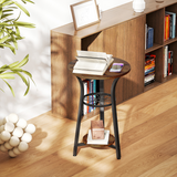 HOMCOM 3-Tier Round Side Table, 38 cm Industrial End Table with Metal Legs – Compact, Rustic Brown