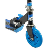 Ozbozz Folding Kids Scooter with Adjustable Handlebars & Rear Brake – Chrome Finish, Ages 5+, Blue and Black