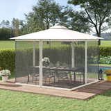 Outsunny Four-Panel Gazebo Replacement Screen with Zip Closure – Polyester & Nylon Mesh Insect Protection