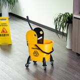 26L Mop Bucket with Wringer, Wheels & Metal Handle – Home & Commercial Cleaning, Yellow
