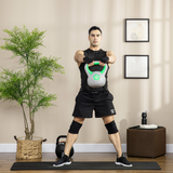 SPORTNOW 16kg Kettlebell with Wide Handle and Plastic Coating – Home Gym Strength Training Weight, Green and Grey