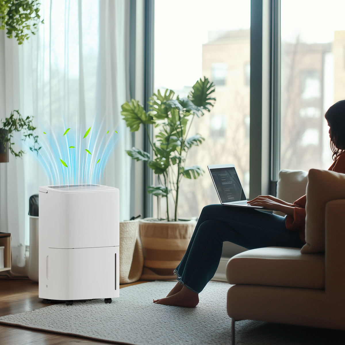 HOMCOM 20L/Day Dehumidifier with Continuous Drainage, 5L Tank, LED Display & Timer – Basements & Laundry Rooms