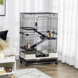PawHut Three-Tier Small Animal Cage with Ramps & Wheels – Pet Play House for Rabbits, Ferrets & Chinchillas