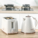 HOMCOM 1.7L Fast Boil Kettle & 2-Slice Toaster Set with 7 Browning Settings – Honeycomb Texture, White