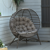 Outsunny Foldable Egg Chair with Padded Cushion, Steel Frame and Side Pocket – Indoor and Outdoor Lounge Seat