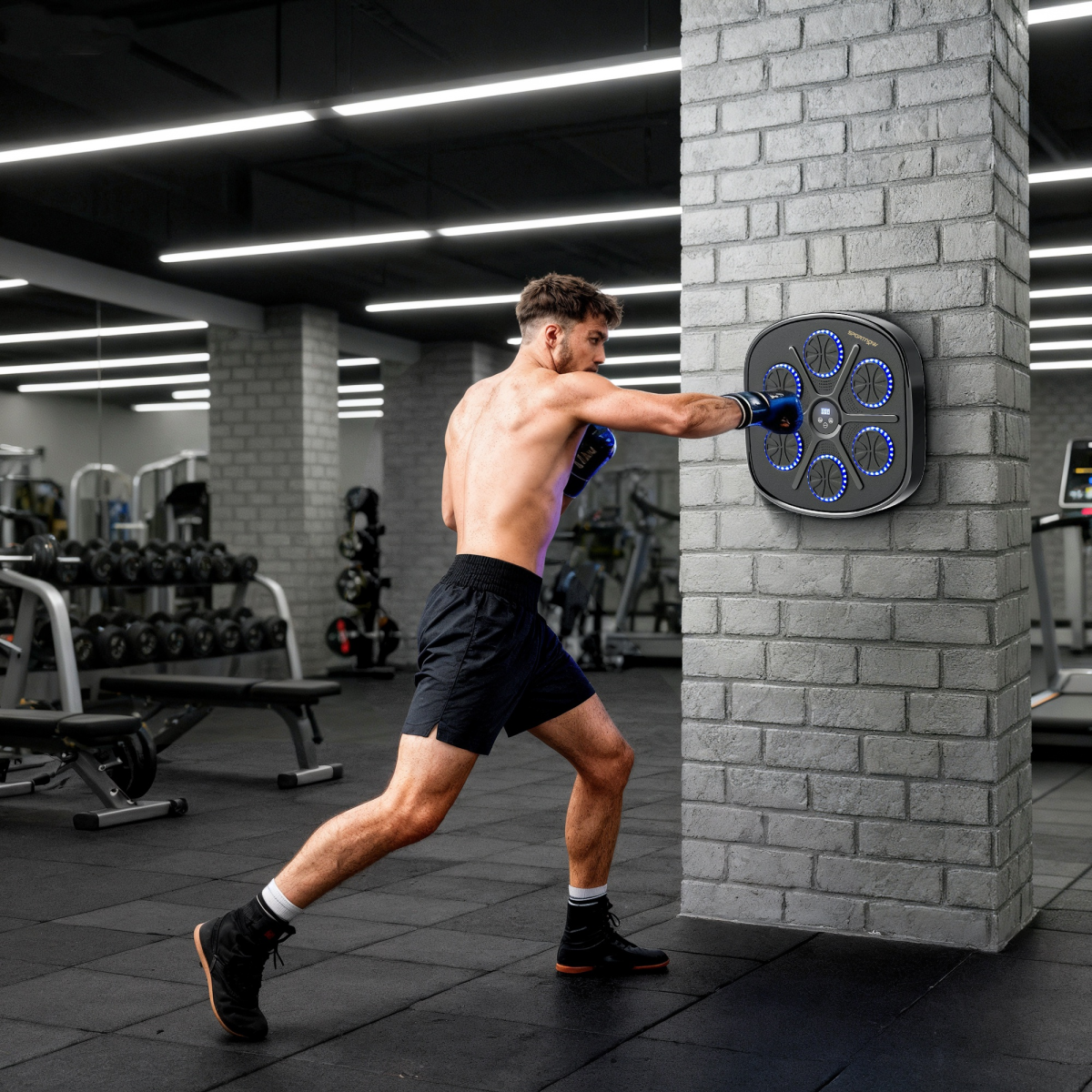 SPORTNOW Smart Bluetooth Boxing Machine, Wall Mounted with 9 Speeds & Modes – Music Boxing Trainer, Black