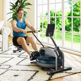 SPORTNOW Water Rowing Machine with 6 Adjustable Water Levels, LCD Monitor & Vertical Storage – Home Rower, Black