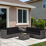 Outsunny Grey Rattan Sofa Set storage table detail
