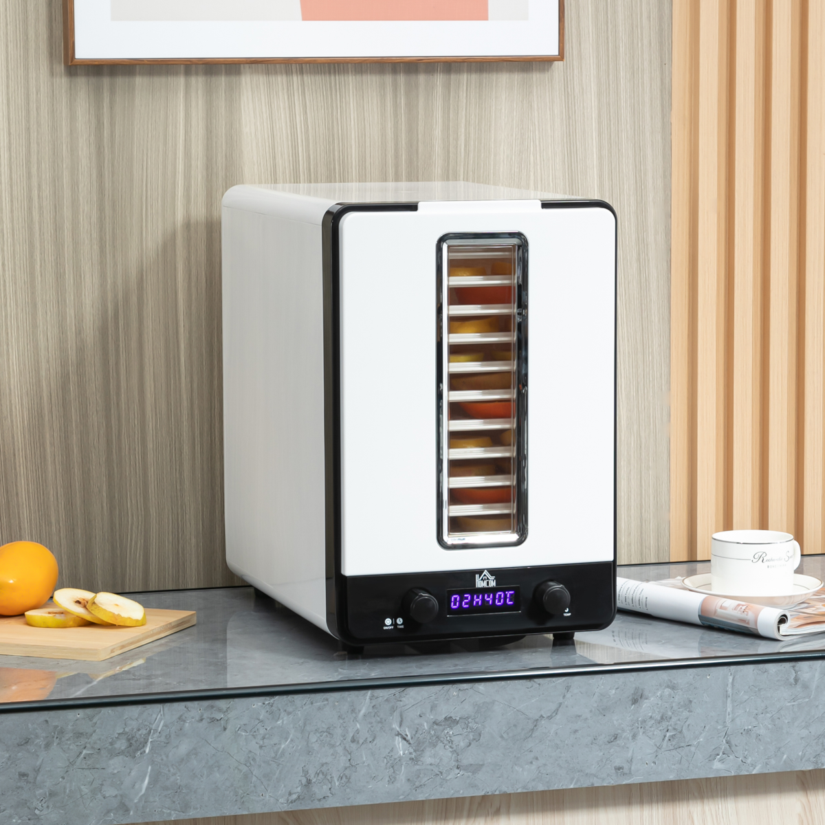 11-Tier Food Dehydrator 550W with Adjustable Temperature – Large Capacity Fruit, Veg & Jerky Dryer, White