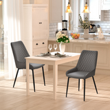HOMCOM Quilted PU Leather Dining Chairs with Padded Seat & Metal Legs – Set of 2 Kitchen Chairs, Grey