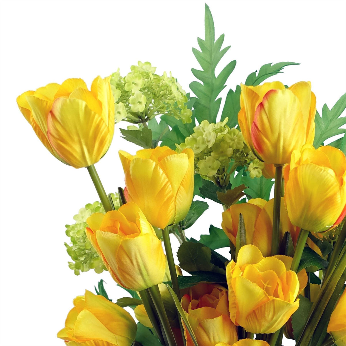 Artificial Yellow Tulip Stems, Pack of 6 – 80cm Fully Wired Silk Flowers, Three Blooms Each