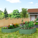 Outsunny Set of 2 Galvanised Steel Raised Garden Planters with Rubber Seal Tops & Open Bottom, Green