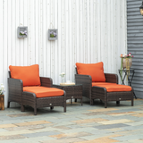 Outsunny 2 Seater PE Rattan Garden Furniture Set with Glass Top Table – Patio Conversation Set, Brown