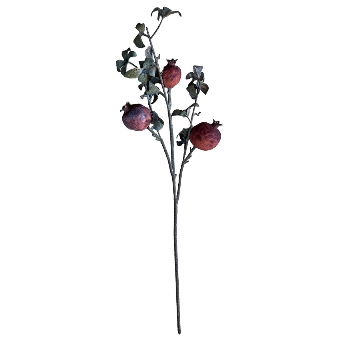 Leaf 75cm Artificial Pomegranate Stem with Realistic Fruits & Foliage – Faux Stem for Vases & Displays