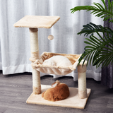 Pawhut Two-Tier Cat Activity Tree with Hammock, Sisal Scratching Posts and Hanging Ball – Kitten Play Tower