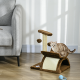 PAWHUT Cat Tree with Sisal Scratching Bridge, Tunnel and Dangling Balls – Plush Kitty Activity Centre for Indoor Cats