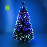 6ft (180cm) Fibre Optic Artificial Christmas Tree with Colour Changing Lights – Green