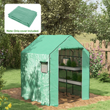 Outsunny Walk-in Greenhouse Replacement Cover with Roll-up Door & Mesh Windows – PE Cover Only, Green