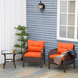 Outsunny 3-Piece Rattan Bistro Set with Tempered Glass Table & Padded Cushions – Patio Garden Furniture, Orange