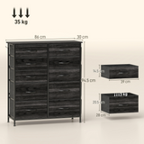 4-Drawer Fabric Chest of Drawers with Steel Frame, Side Pockets & Hooks – Bedroom Storage, Beige & White