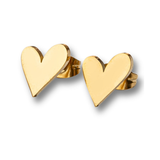 Aye Do Gifts Tilted Heart Gold Stud Earrings – Gold Plated Stainless Steel with Butterfly Backs