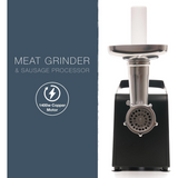 KitchenPerfected 1400W Meat Grinder with 3 Cutting Discs & Sausage Piping – Stainless Steel Cabinet