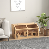PawHut Wooden Hamster Cage for Gerbils with Suspension Bridge, Ladders, Platform & Hut – Natural Wood