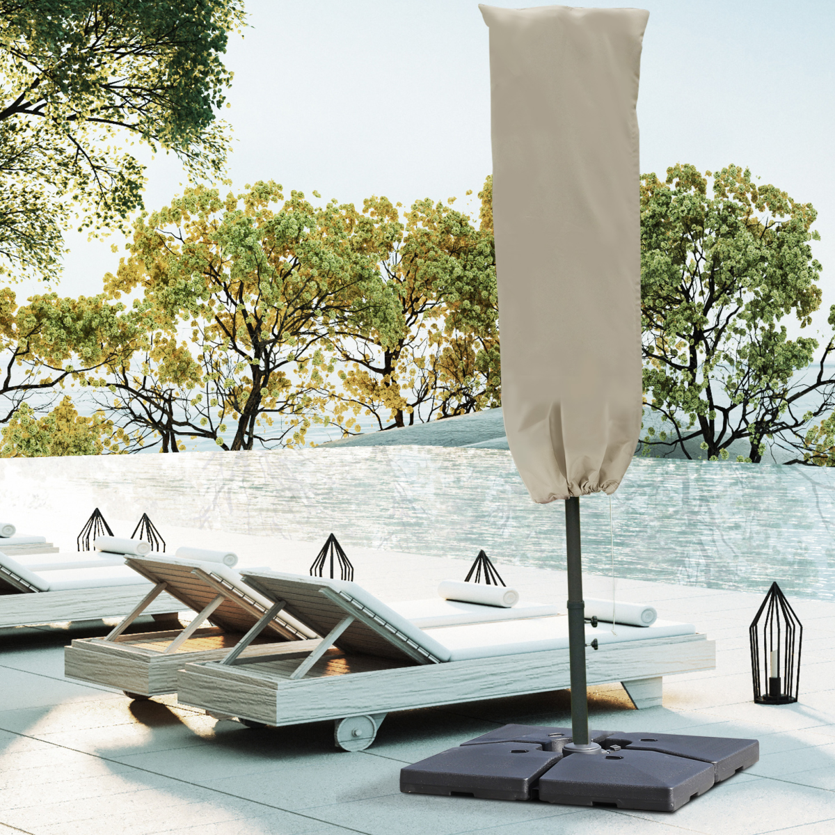 Outsunny Cantilever Parasol Cover with Zip & Drawstring – Weatherproof Oxford Garden Umbrella Protector