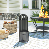 Outsunny 4 Piece Fireplace Companion Set with Broom, Shovel, Poker & Bucket – Powder-Coated Metal, Black