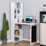 HOMCOM Folding Convertible Desk with Bookcase & Blackboard – 3-in-1 Workstation for Home Office and Kids' Room