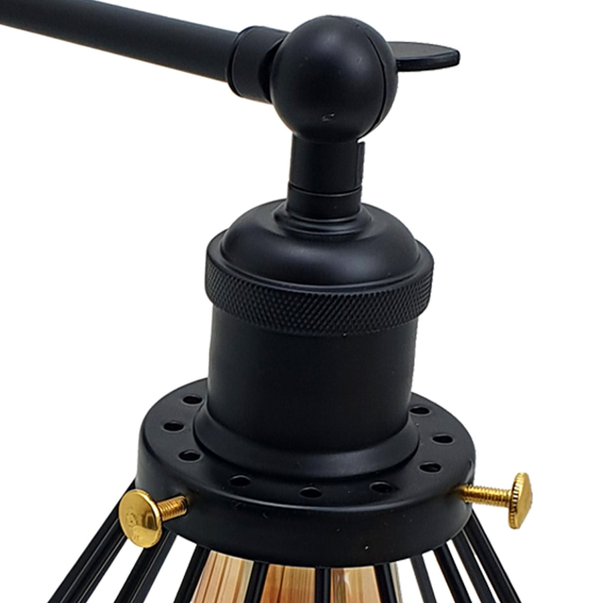 LEDSone Vintage Industrial Adjustable Cage Wall Lamp with E27 Holder – Retro Metal Wall Sconce, Black