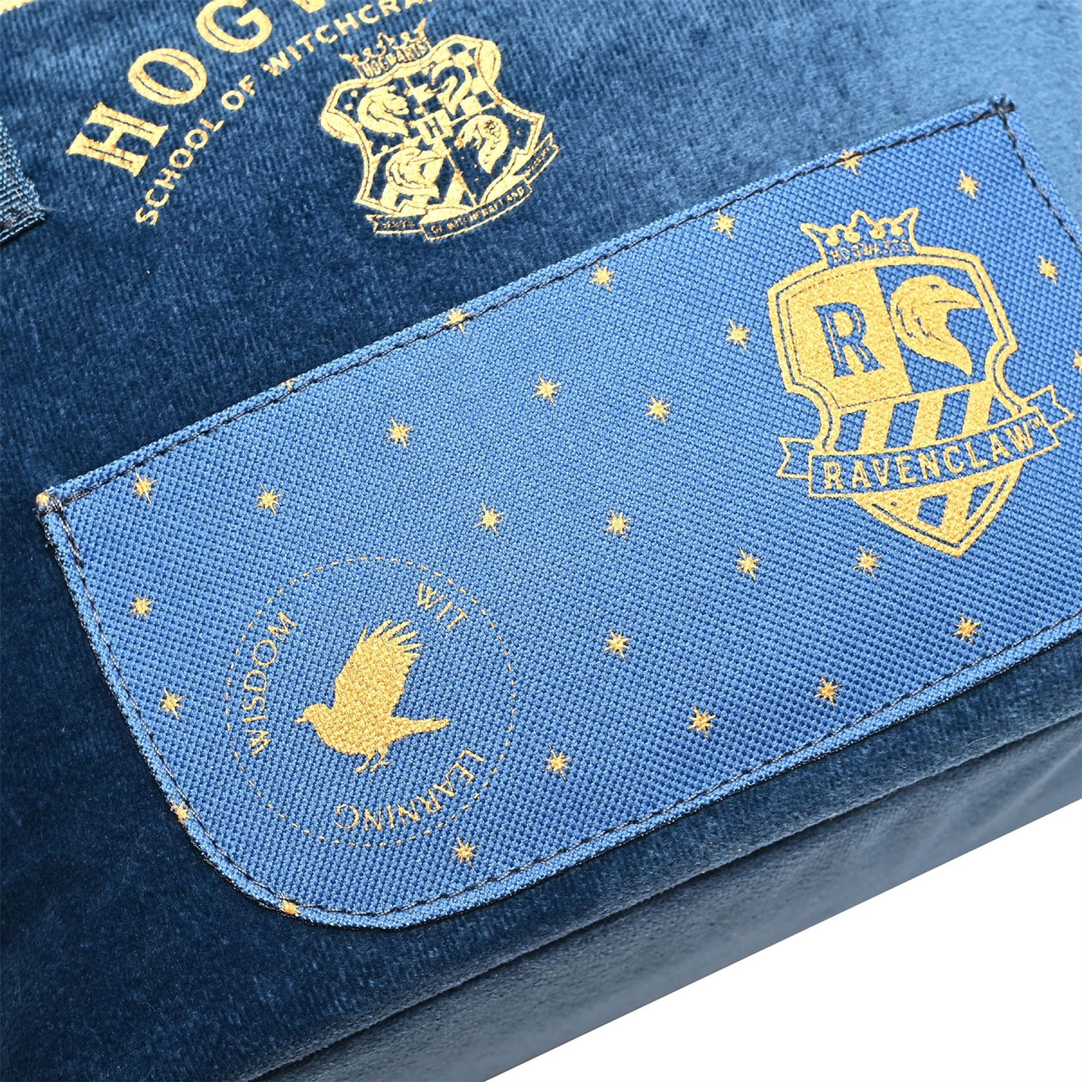 Warner Bros Harry Potter Alumni Lunch Bag with Embroidered Ravenclaw Crest – Blue Velvet, Gold Zip