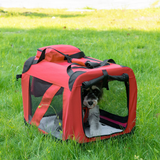 Pawhut Folding Soft Pet Carrier, 60 x 42 x 42cm – Portable Travel Bag with Fleece Bed for Small Dogs and Cats, Red