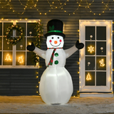 HOMCOM 6.5ft Inflatable Snowman with LED Lights, Mittens, Hat & Scarf – Outdoor Christmas Garden Decor